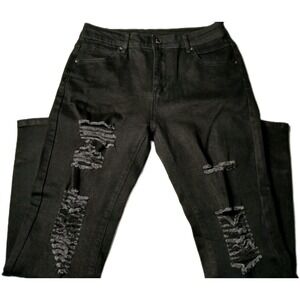 Roswear distressed skinny stretch black Women's Jeans Size 12-14 30X29 #546C